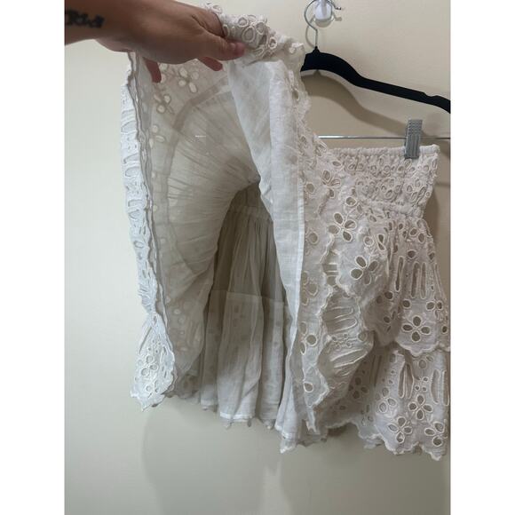 Free People Eyelet Mini Skirt Sz S 100% Cotton White Short Maxi MSRP $128 - Picture 4 of 8
